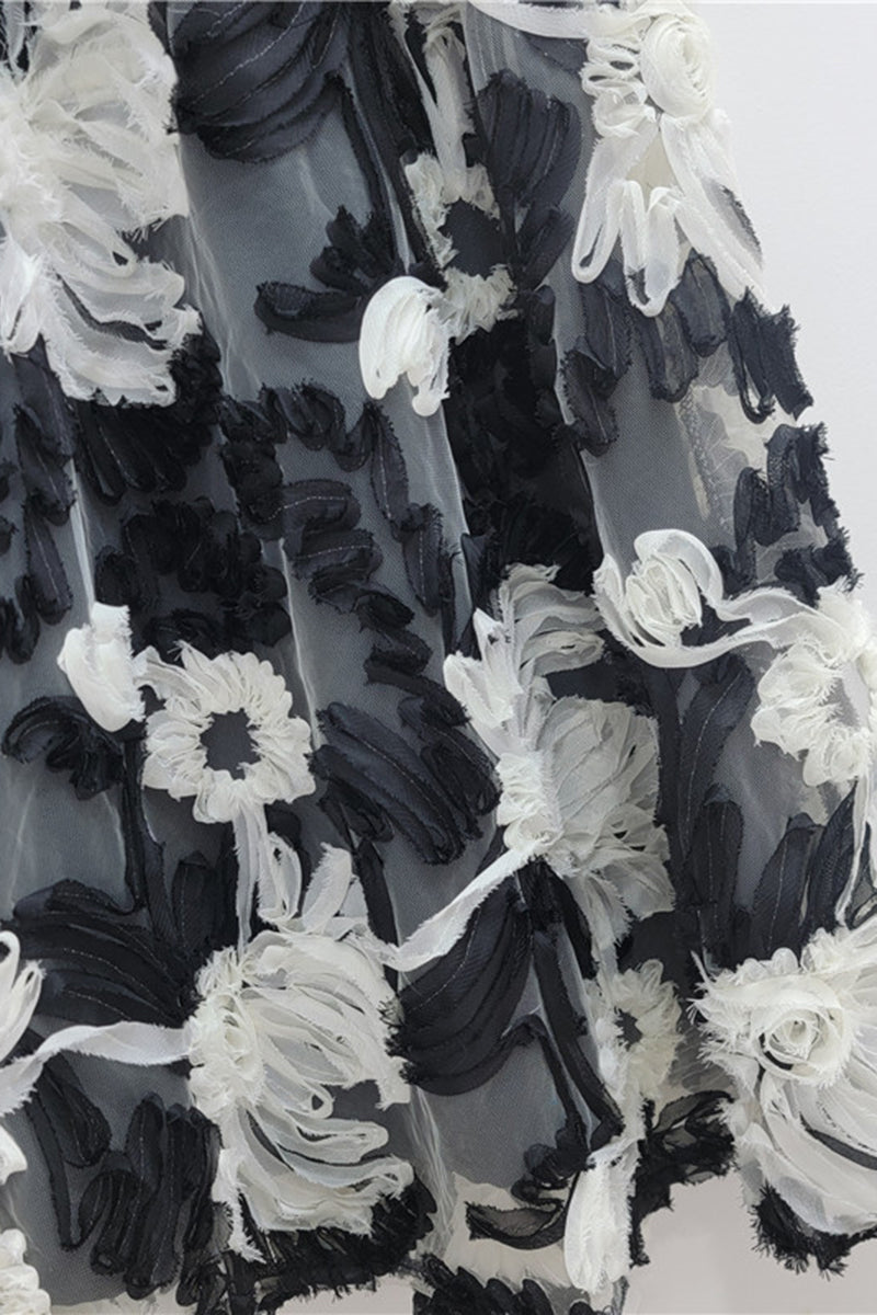 Floral Texture Midi Skirt