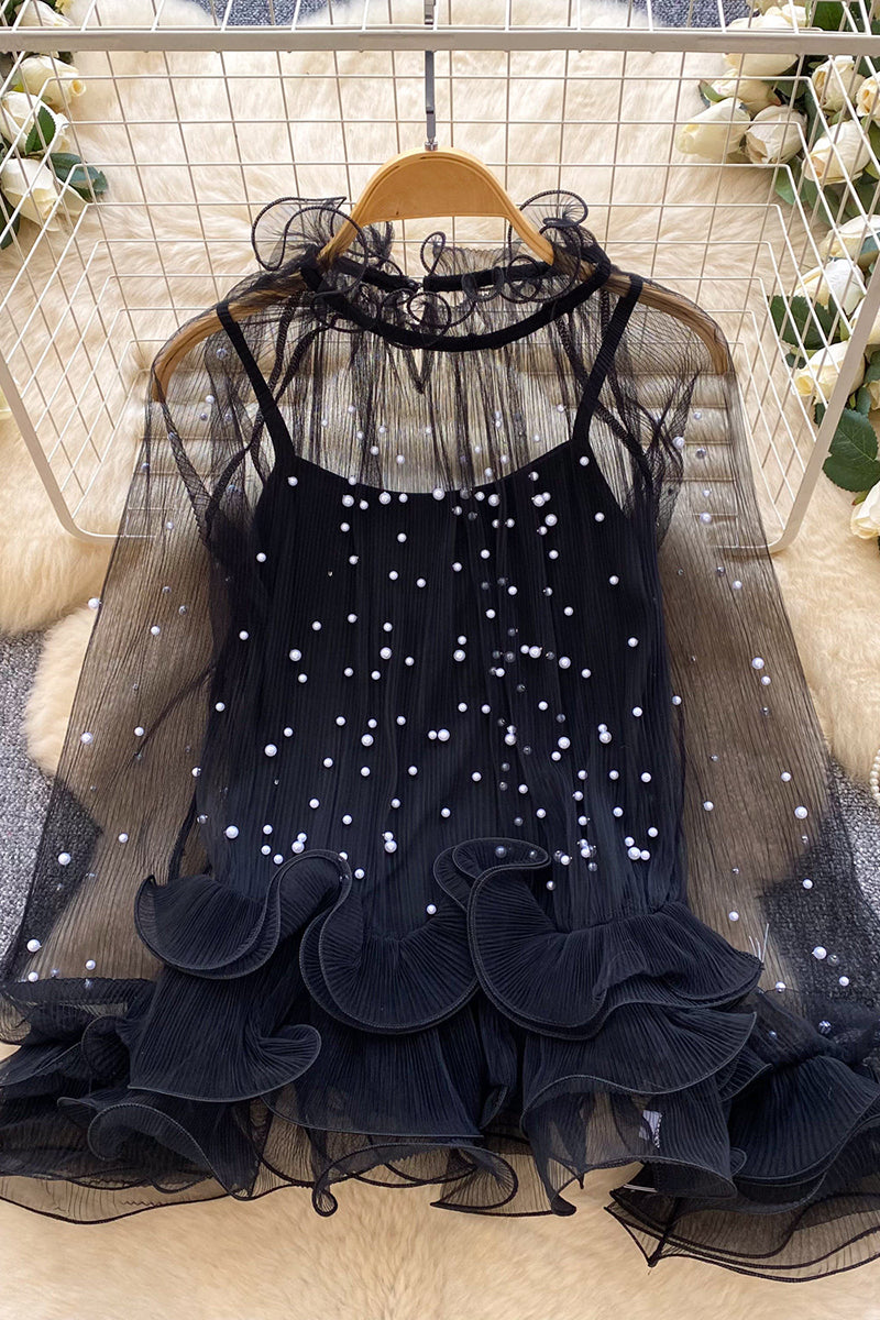 Elegant Ruffled Sheer Blouse