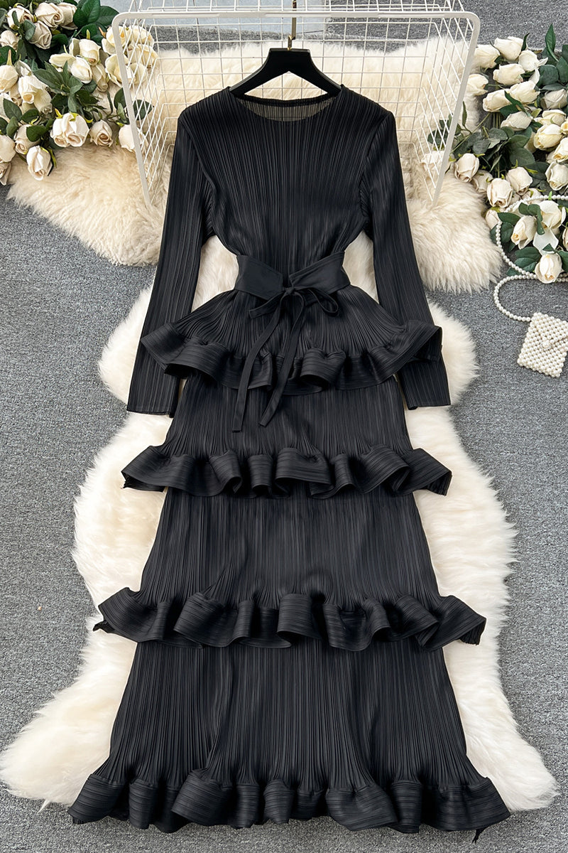 Tiered Ruffle Long Sleeve Casual Dress