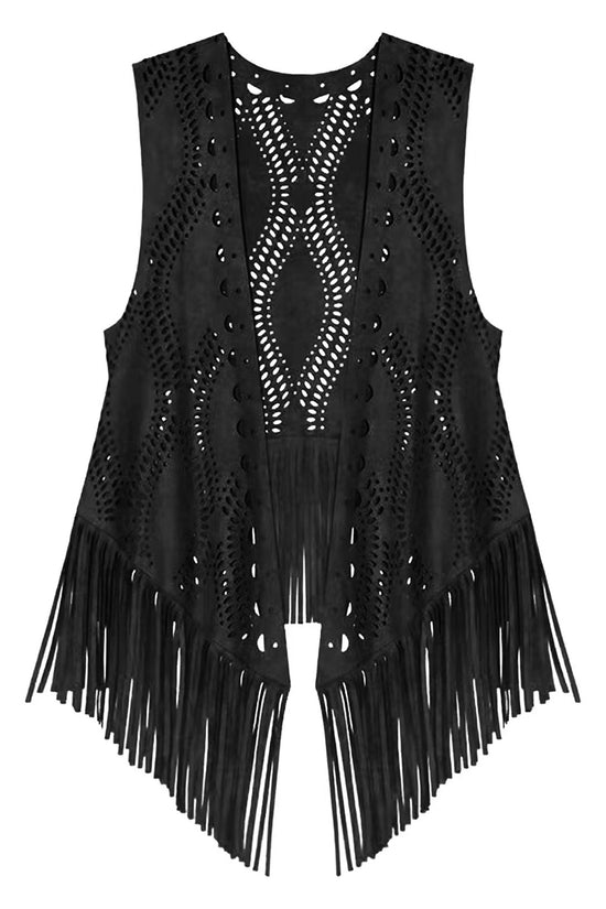 Fringe Detail Sleeveless Vest