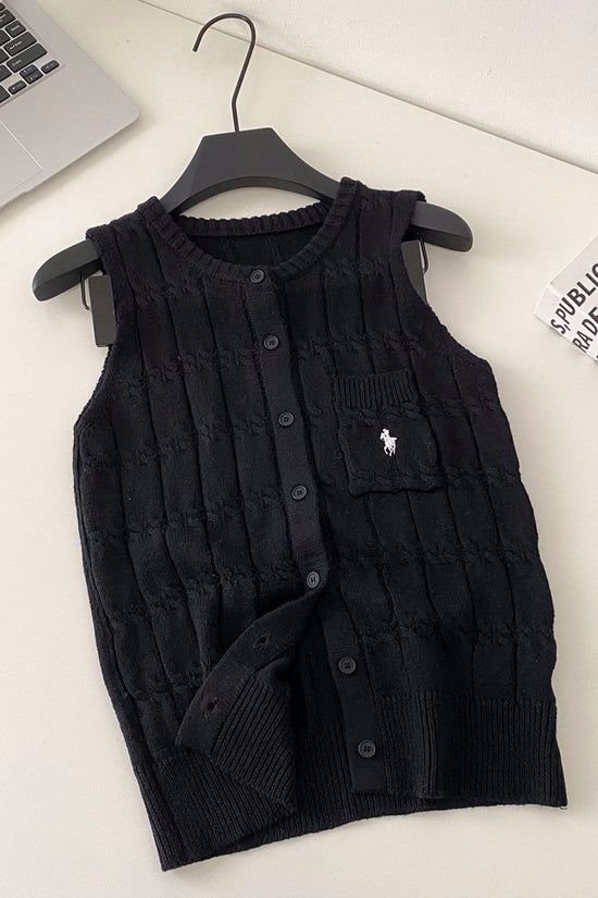 Classic Sleeveless Button-Up Sweater Vest