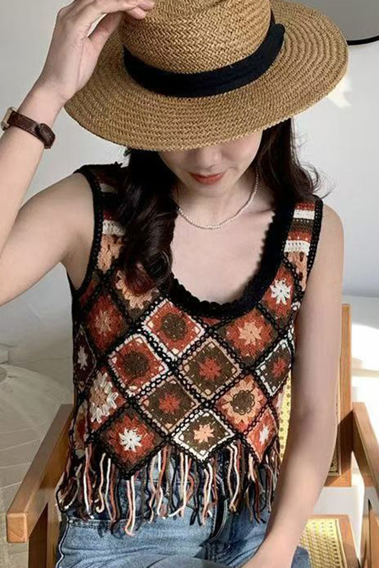 Crochet Floral Patchwork Tank Top