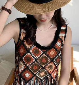 Crochet Floral Patchwork Tank Top