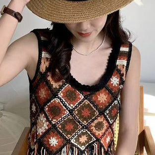 Crochet Floral Patchwork Tank Top