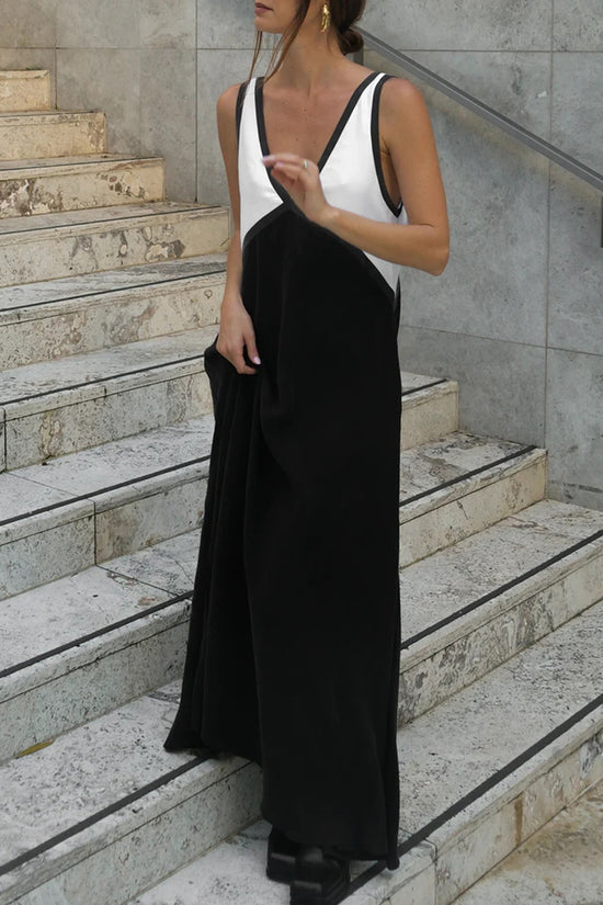 V-Neck Sleek Casual Maxi Dress