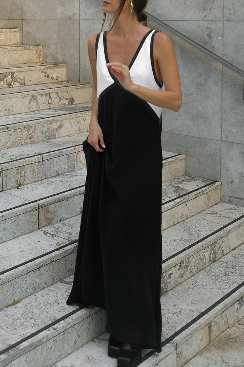 V-Neck Sleek Casual Maxi Dress