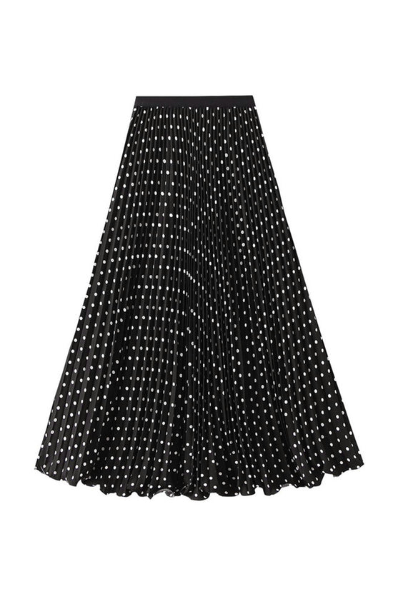 Polka Dot Pleated Midi Skirt