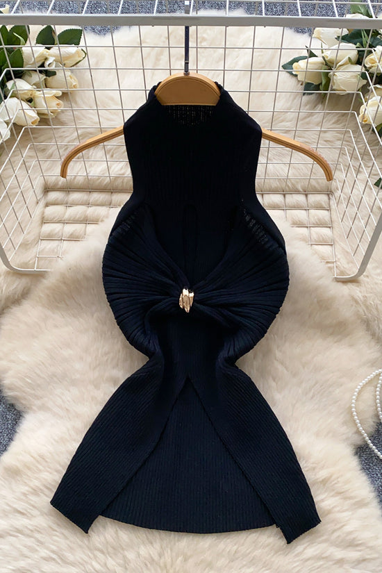 High Neck Ruched Cutout Tank Top