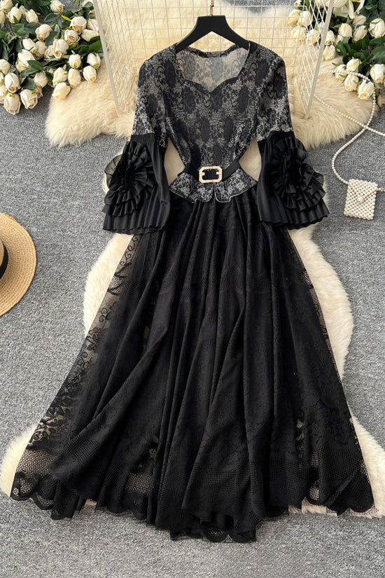 Elegant Petal Sleeve Casual Dress