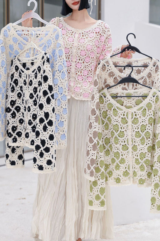 Elegant Crochet Pattern Long Sleeve Blouse