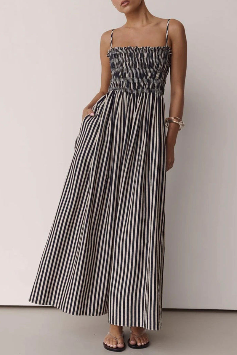 Striped Smocked Maxi Dress