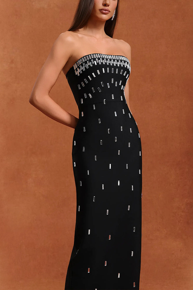Strapless Sequin Embellished Maxi Dress
