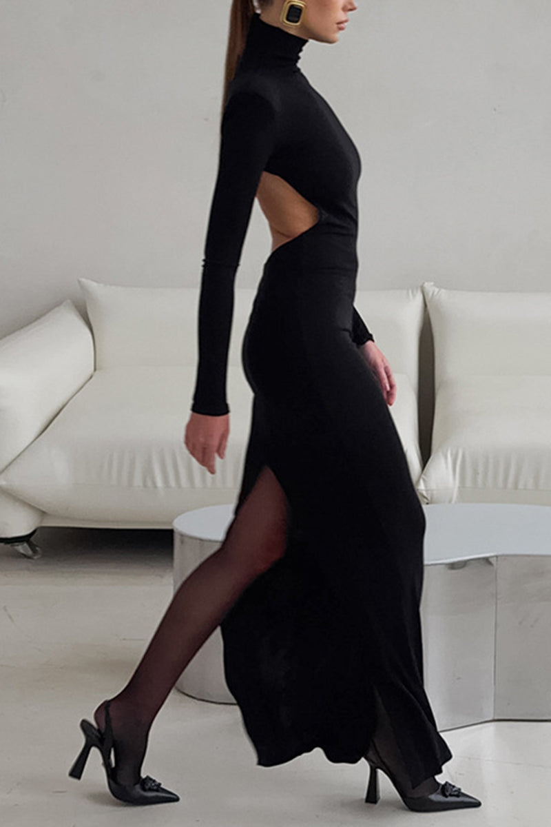 Elegant Backless Long Sleeve Dress