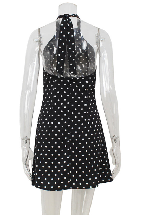 Polka Dot Halter Casual Dress