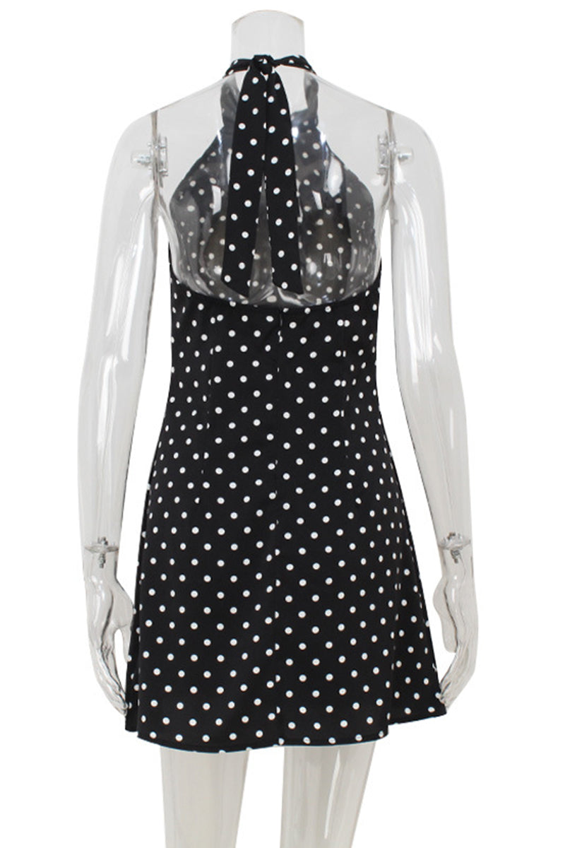 Polka Dot Halter Casual Dress