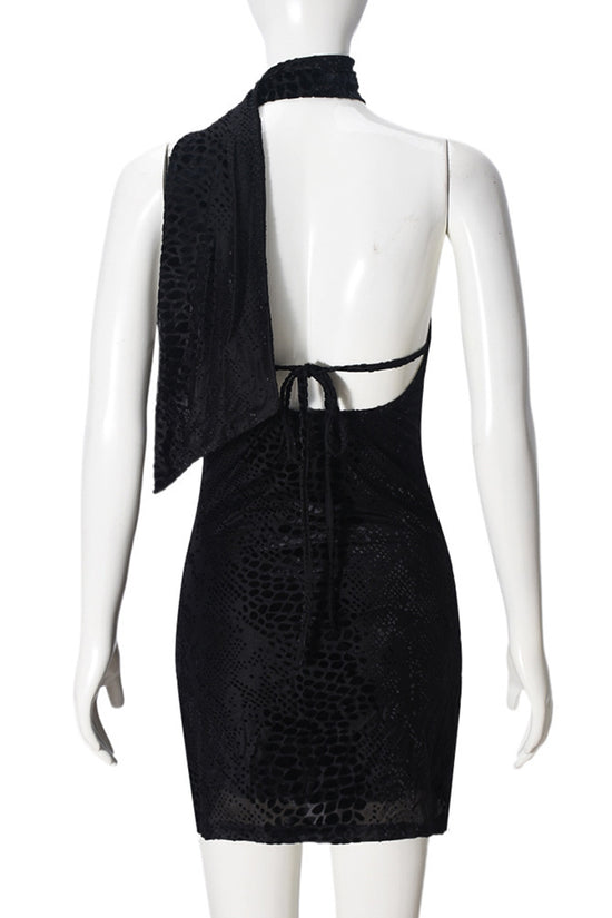 Asymmetric Halter Neck Bodycon Dress