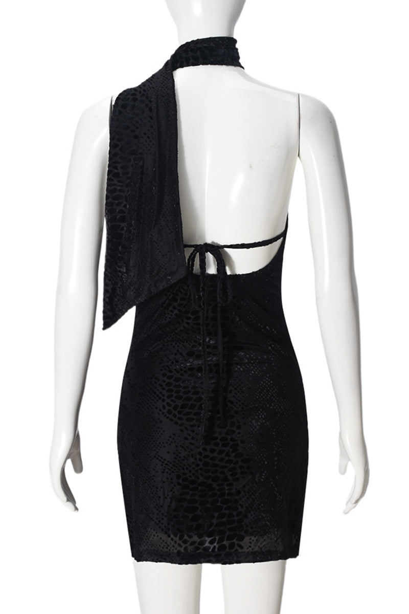 Asymmetric Halter Neck Bodycon Dress