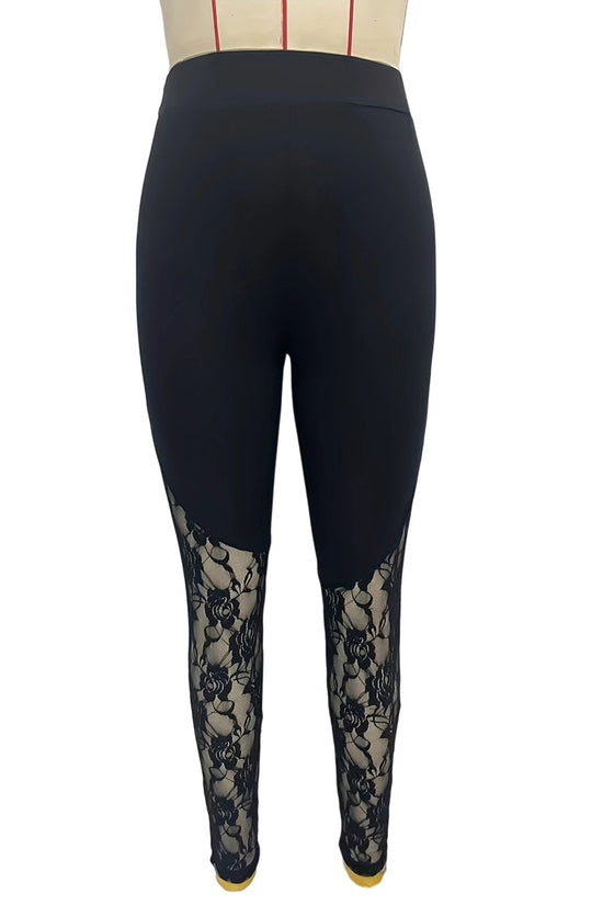 Lace Panel High-Waisted Leggings