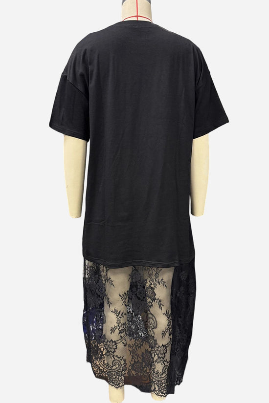 Lace Panel Casual  Dress