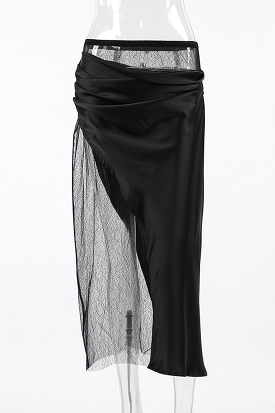 Elegant Lace Detail Midi Skirt
