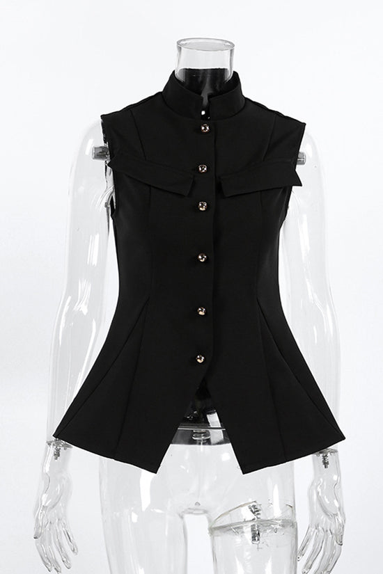 Sleek Button-Up Sleeveless Vest
