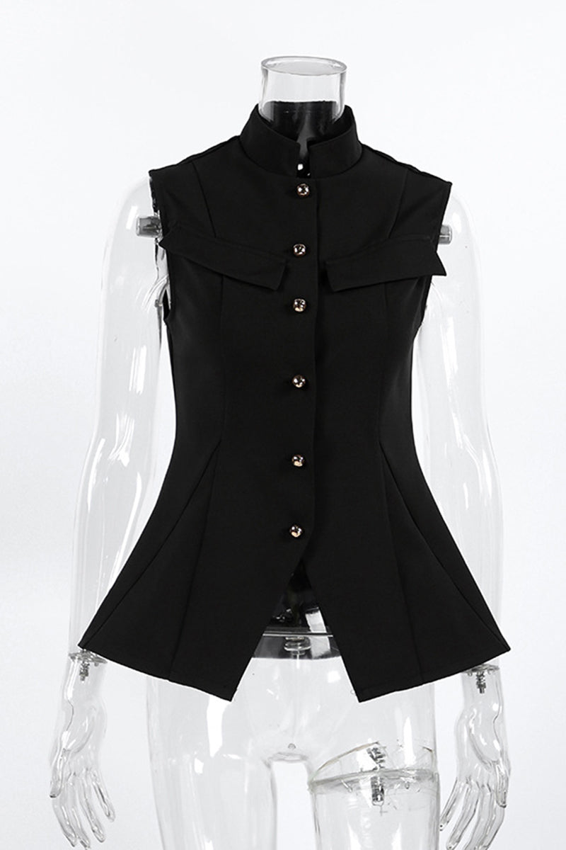 Sleek Button-Up Sleeveless Vest