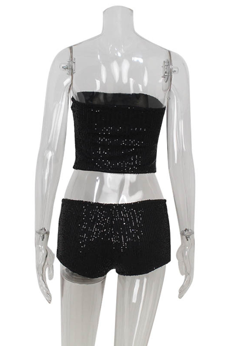 Sequin Tube Top and Shorts Set