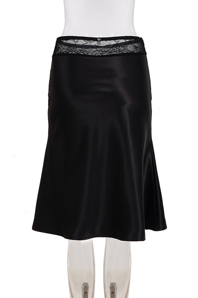 Lace Waist Midi Skirt