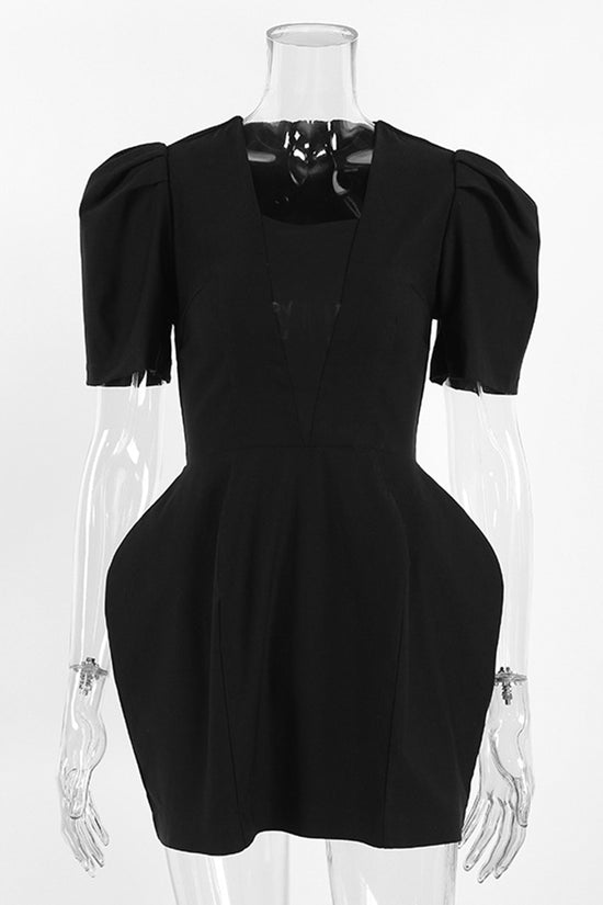 Elegant Puff Sleeve A-Line Dress
