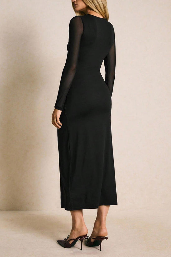 Elegant Long Sleeve Ruched Waist Dress