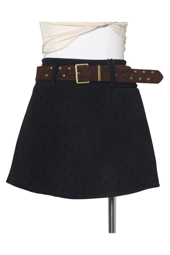 Polka Dot Mini Skirt with Belt