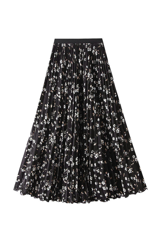 Floral Pleated Midi Skirt
