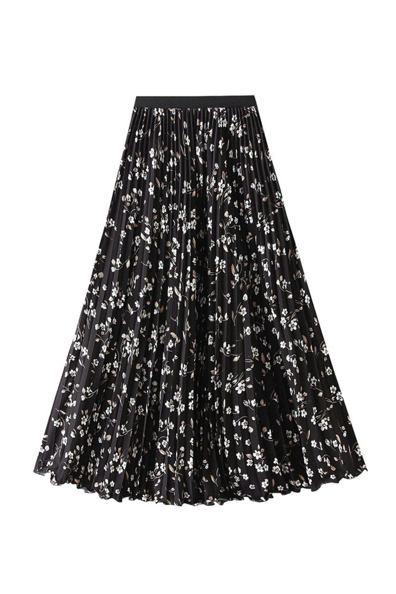 Floral Pleated Midi Skirt