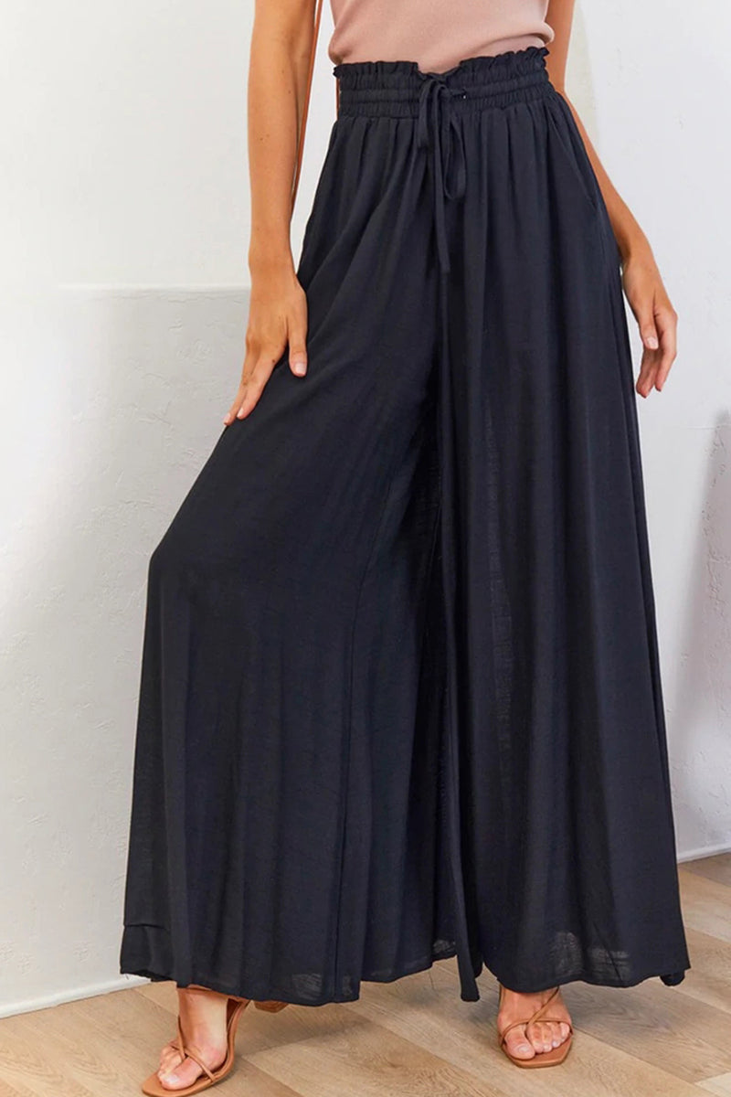 High-Waist Wide-Leg Casual Pants