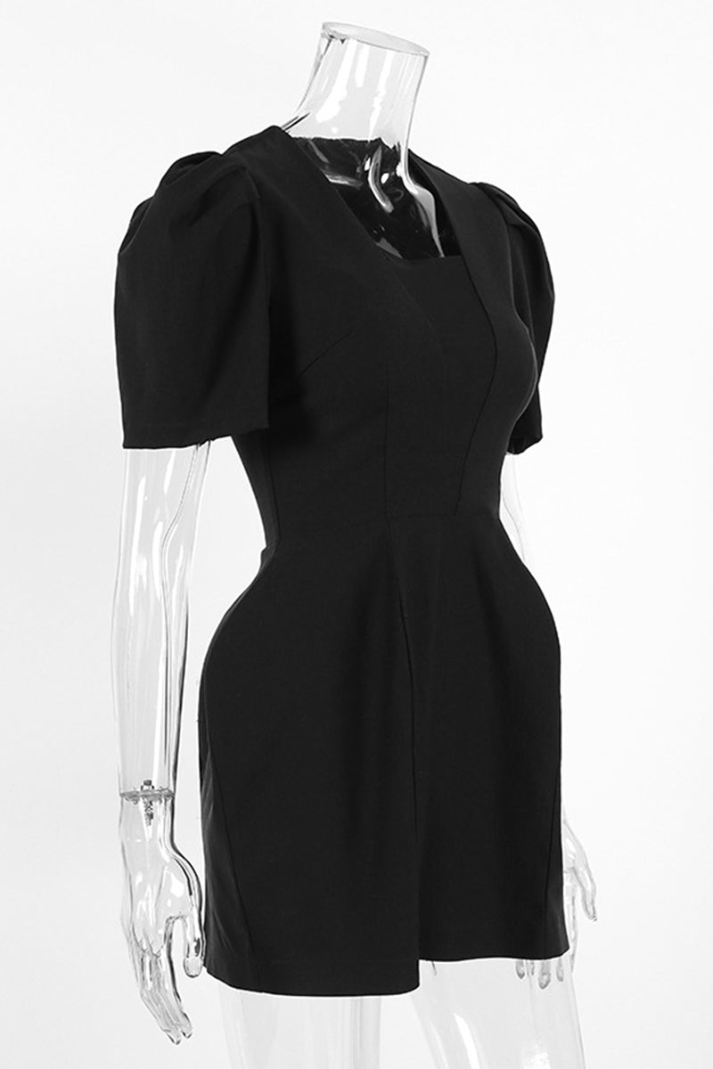 Elegant Puff Sleeve A-Line Dress