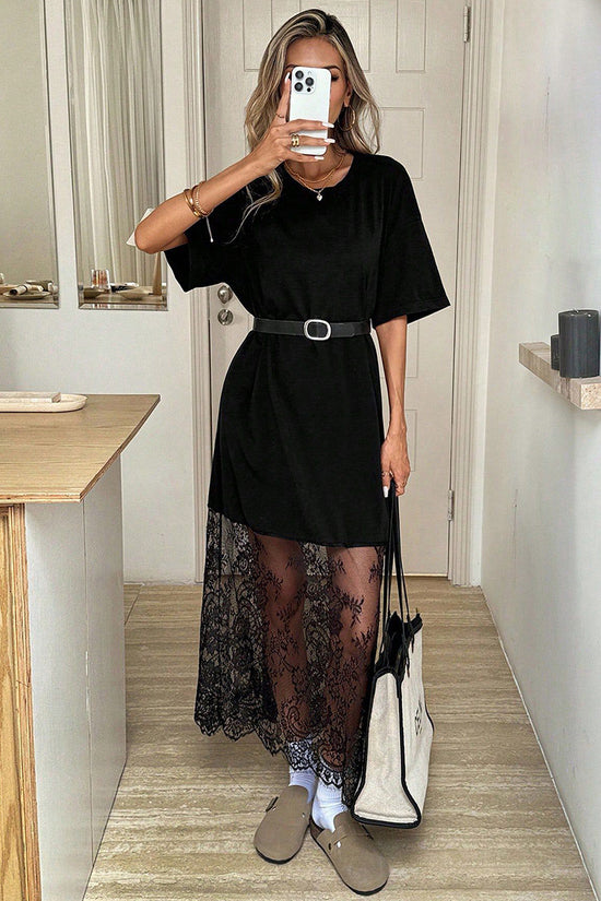 Lace Panel Casual  Dress