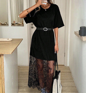 Lace Panel Casual  Dress