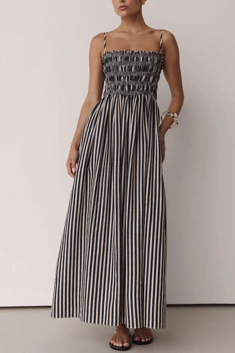 Striped Smocked Maxi Dress