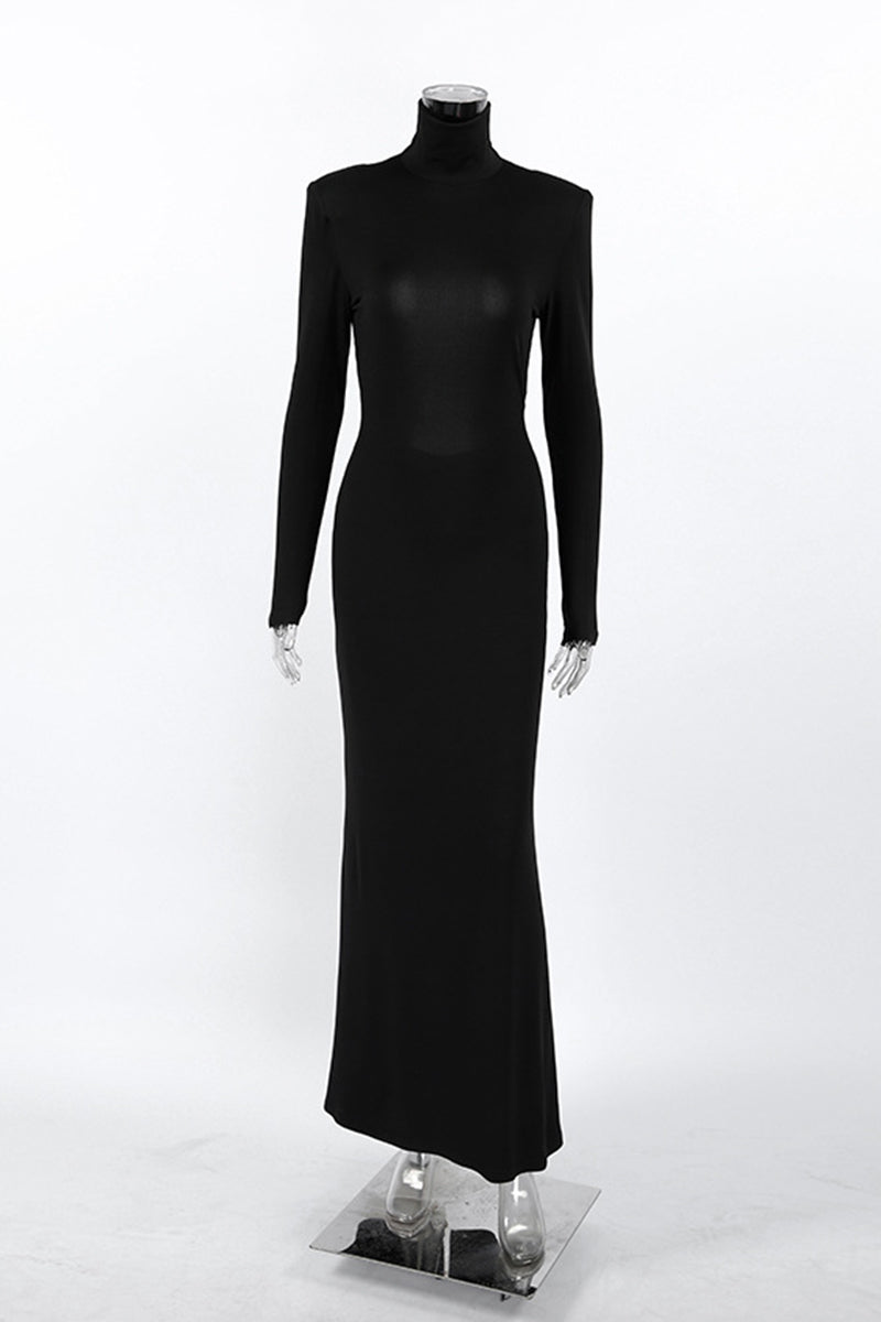Elegant Backless Long Sleeve Dress