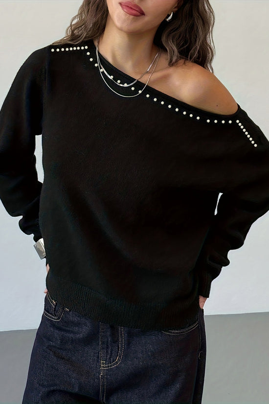 Studded Off-Shoulder Casual Top