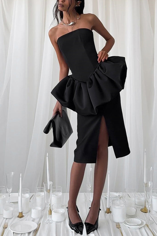 Strapless Peplum Bodycon Evening Dress