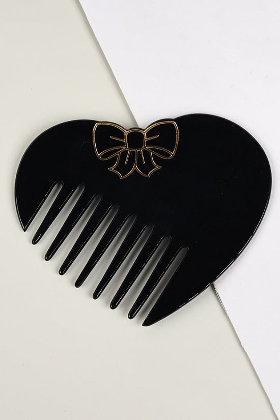 Heart-Shaped Bow Accent Hair Comb