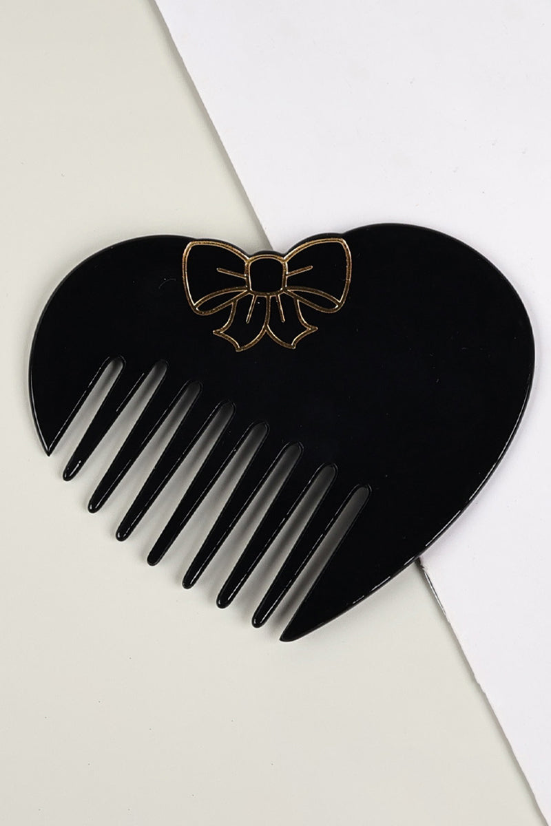 Heart-Shaped Bow Accent Hair Comb