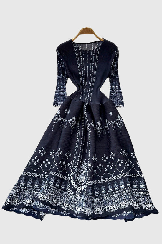 Geometric Floral Long Sleeve Dress
