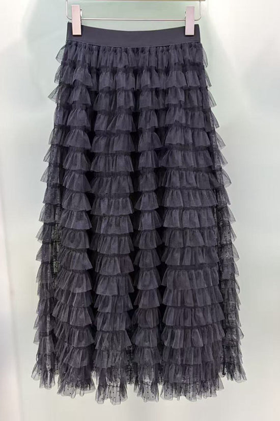 Layered Midi Skirt with Ruffle Charm