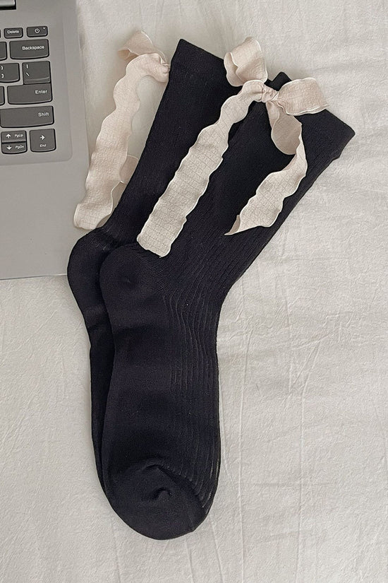 Ribbon-Trimmed Ankle Socks