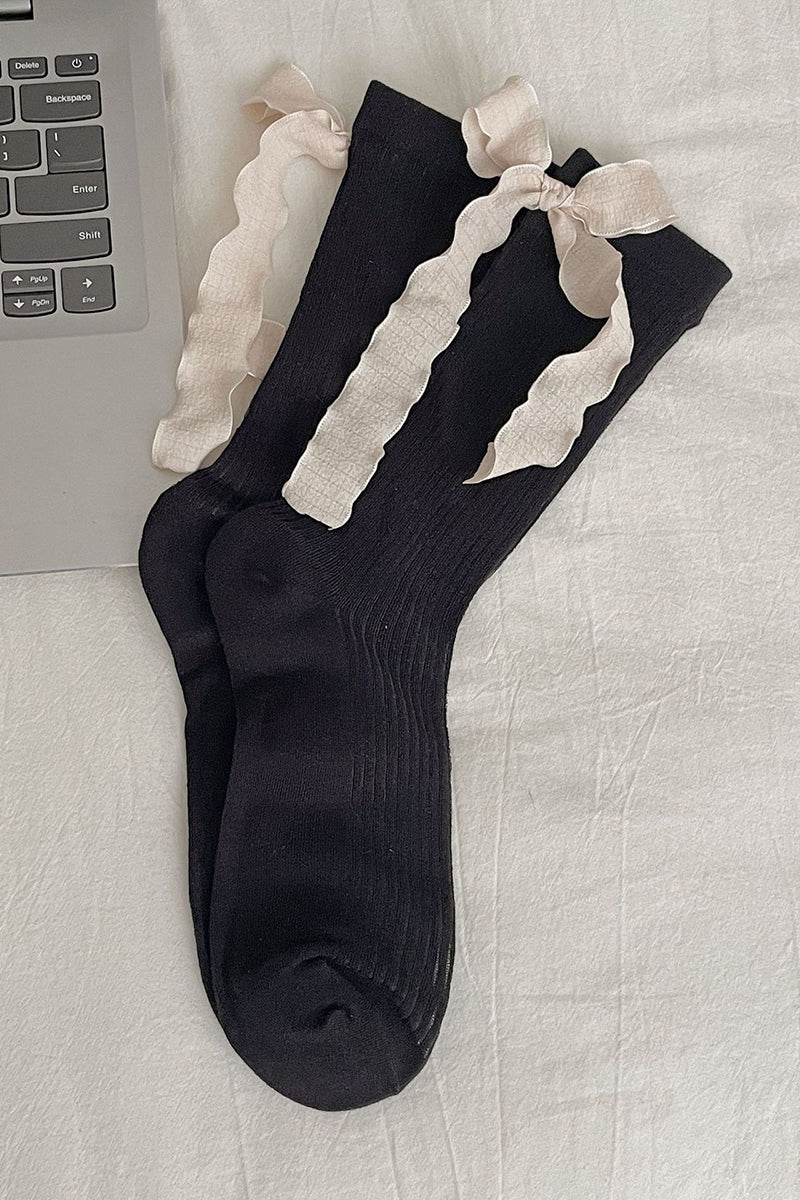 Ribbon-Trimmed Ankle Socks