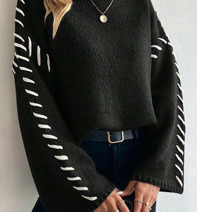 Mock Neck Stitch Detail Sweater
