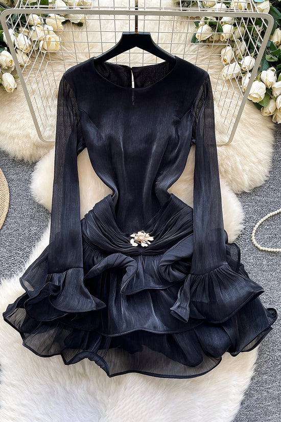 Ruffled Long Sleeve Casual Dress