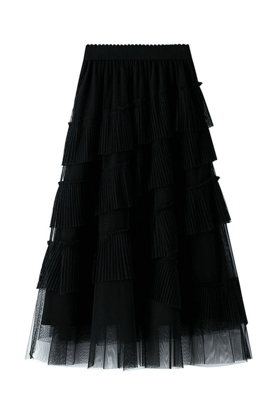 Layered Ruffle Midi Skirt